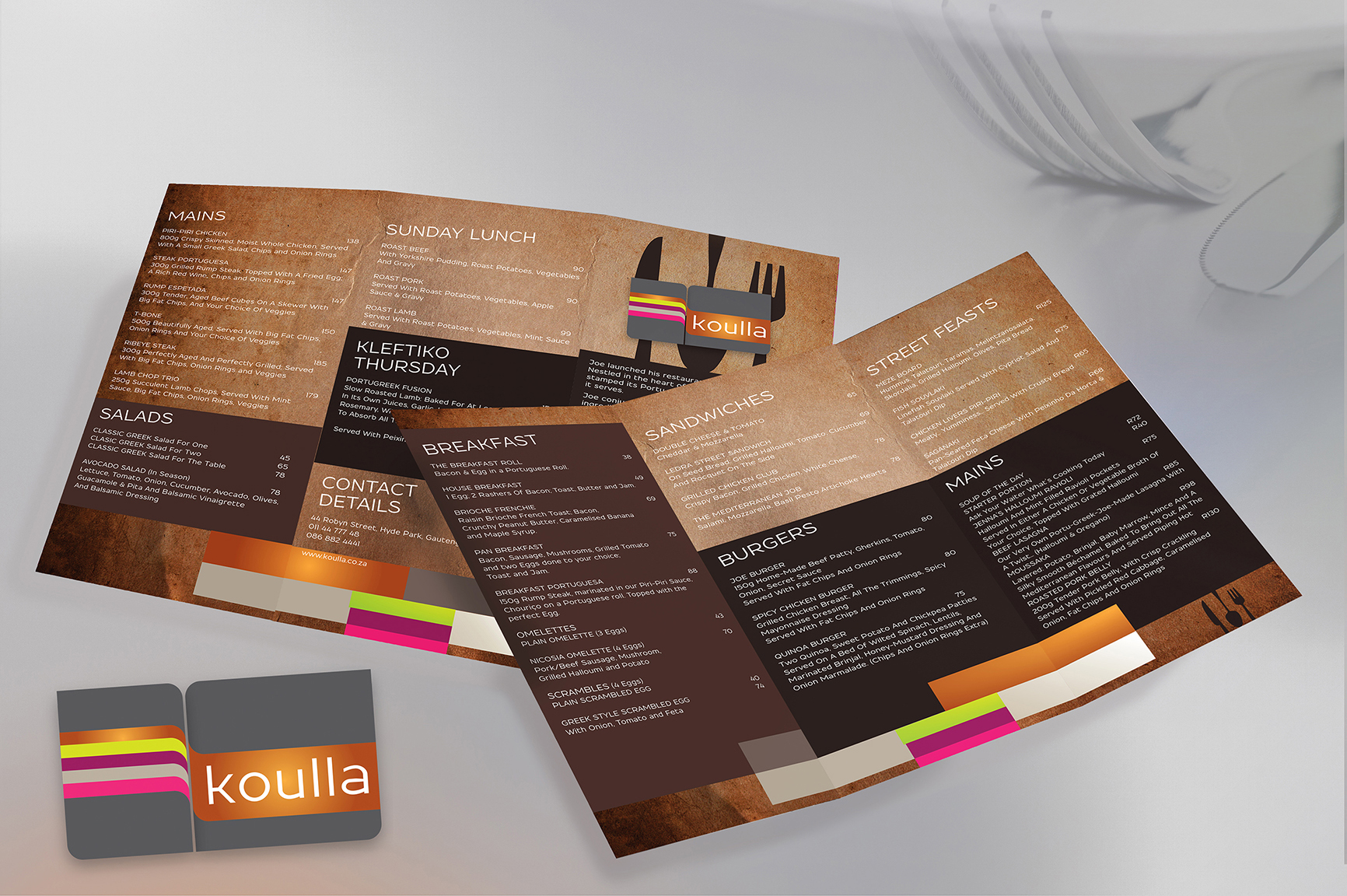 Koulla 3fold menu mock-up-A3